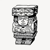 Aztec statue clipart, vintage hand drawn vector. Free public domain CC0 image.
