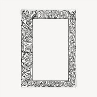 Floral frame clipart, vintage hand drawn vector. Free public domain CC0 image.