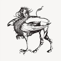 Griffin clipart, vintage hand drawn vector. Free public domain CC0 image.