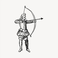 Archer clipart, vintage hand drawn vector. Free public domain CC0 image.