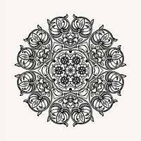 Floral ornament clipart, vintage hand drawn vector. Free public domain CC0 image.