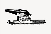 Cannon weapon  clipart, vintage hand drawn vector. Free public domain CC0 image.