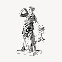 Artemis statue clipart, vintage hand drawn vector. Free public domain CC0 image.