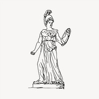 Athena statue clipart, vintage hand drawn vector. Free public domain CC0 image.