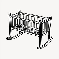 Cradle clipart, vintage hand drawn vector. Free public domain CC0 image.