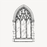 Ancient window clipart, vintage hand drawn vector. Free public domain CC0 image.