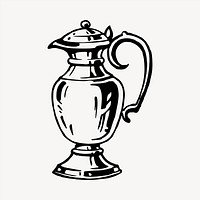 Flagon clipart, vintage hand drawn vector. Free public domain CC0 image.