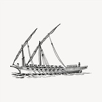 Sailboat clipart, vintage hand drawn vector. Free public domain CC0 image.