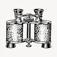 Binoculars clipart, vintage hand drawn vector. Free public domain CC0 image.