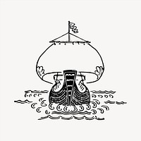 Sailing ship clipart, vintage hand drawn vector. Free public domain CC0 image.