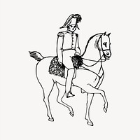 Nobleman, horseback riding  clipart, vintage hand drawn vector. Free public domain CC0 image.