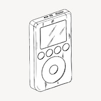 Music player clipart, digital device illustration. Free public domain CC0 image.