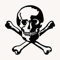 Pirate skull clipart, crossed bones illustration vector. Free public domain CC0 image.