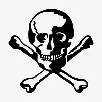 Pirate skull clipart, crossed bones illustration. Free public domain CC0 image.