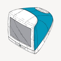 Retro computer clipart, digital device illustration. Free public domain CC0 image.