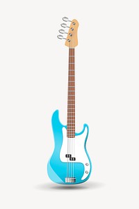 Bass guitar sticker, musical instrument illustration psd. Free public domain CC0 image.