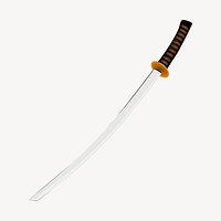 Katana sword sticker, weapon illustration psd. Free public domain CC0 image.