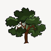 Lone tree sticker, botanical illustration psd. Free public domain CC0 image.