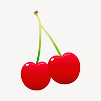 Cherries sticker, fruit illustration psd. Free public domain CC0 image.