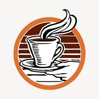 Coffee shop logo clipart, beverage illustration. Free public domain CC0 image.