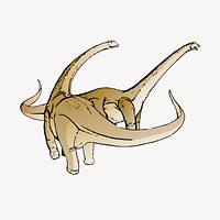 Long-neck dinosaurs sticker, extinct animal illustration psd. Free public domain CC0 image.