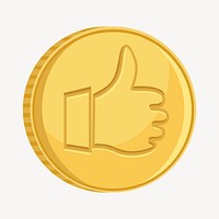 Thumbs up coin sticker, object illustration psd. Free public domain CC0 image.