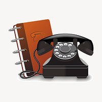 Vintage telephone clipart, stationery illustration vector. Free public domain CC0 image.