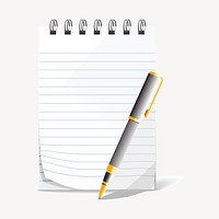 Note paper, pen clipart, stationery illustration. Free public domain CC0 image.