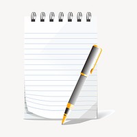 Note paper, pen sticker, stationery illustration psd. Free public domain CC0 image.