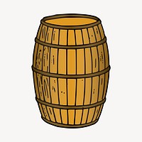 Wooden barrel clipart, object illustration. Free public domain CC0 image.