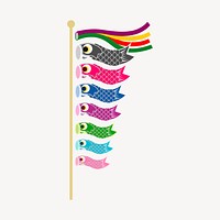 Koinobori carp streamer clipart, Japanese Children's day decoration illustration vector. Free public domain CC0 image.