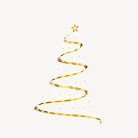 Christmas tree ribbon sticker, decoration illustration psd. Free public domain CC0 image.