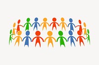 Colorful people holding hands clipart, world peace illustration vector. Free public domain CC0 image.