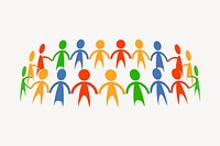 Colorful people holding hands sticker, world peace illustration psd. Free public domain CC0 image.