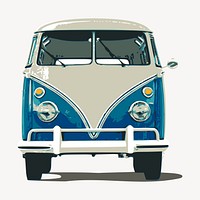 Vintage campervan clipart, vehicle illustration vector. Free public domain CC0 image.