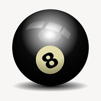 8 billiard ball clipart, sport equipment illustration. Free public domain CC0 image.