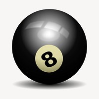 8 billiard ball sticker, sport equipment illustration psd. Free public domain CC0 image.