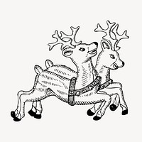 Christmas reindeers clipart, animal illustration vector. Free public domain CC0 image