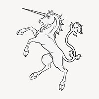 Rearing unicorn, animal illustration. Free public domain CC0 image