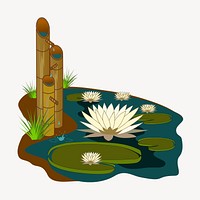 Lotus flower, pond illustration. Free public domain CC0 image