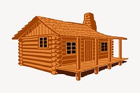 Wooden cabin clipart, architecture illustration vector. Free public domain CC0 image