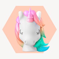 3D unicorn hexagon shape badge,  business design