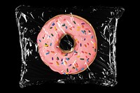 Donut in plastic bag, junk food creative concept art