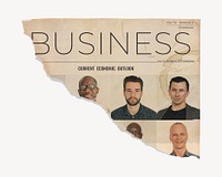 Diverse businessmen  ripped newspaper, business headline
