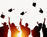 Graduation silhouette collage element psd