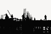 Construction silhouette collage element, off white design psd