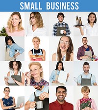 Set of portraits with small business concepts