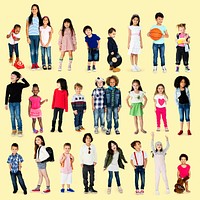 Diverse of Young Children People Studio Isolated