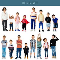Diverse of Young Boys Children People Studio Isolated