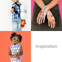 Set of Diversity Inspiration Kids Studio Collage